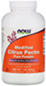 A white NOW brand bottle with an orange label for Modified Citrus Pectin Pure Powder, which supports cellular health and healthy immune function.